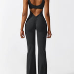 Yeoreo Women Workout Flare Jumpsuits Sexy Backless Gym Bodyc