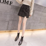 Plaid Skirt Women Irregular Woolen  Short Skirt