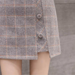 Plaid Skirt Women Irregular Woolen  Short Skirt